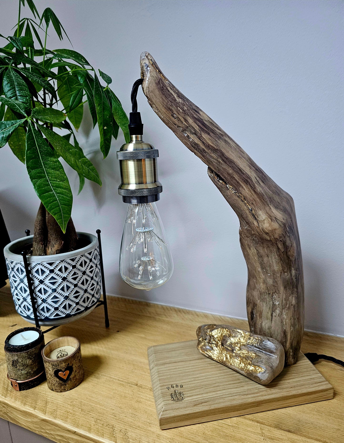 Driftwood & Oak Kintsugi Lamp