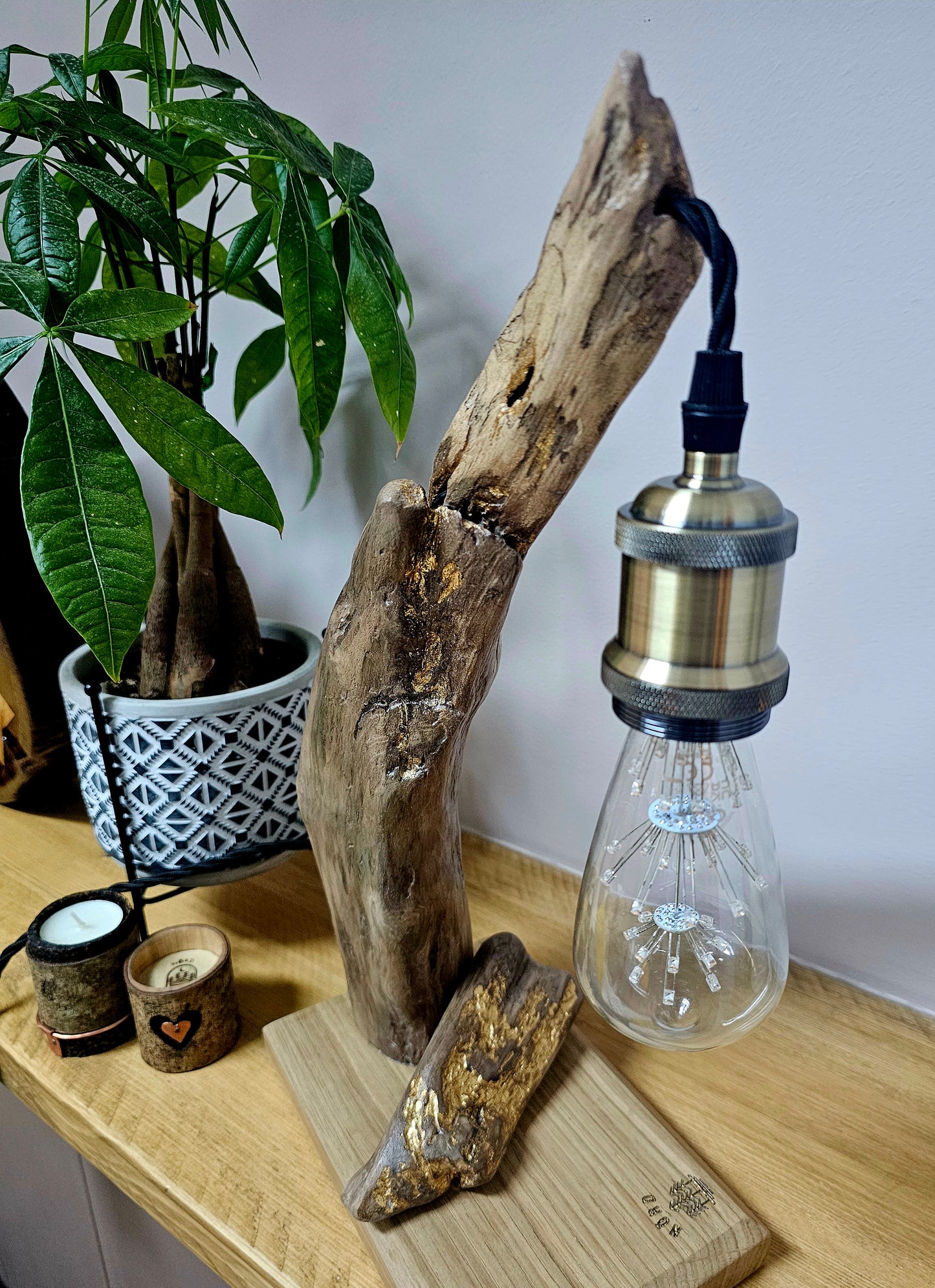 Driftwood & Oak Kintsugi Lamp