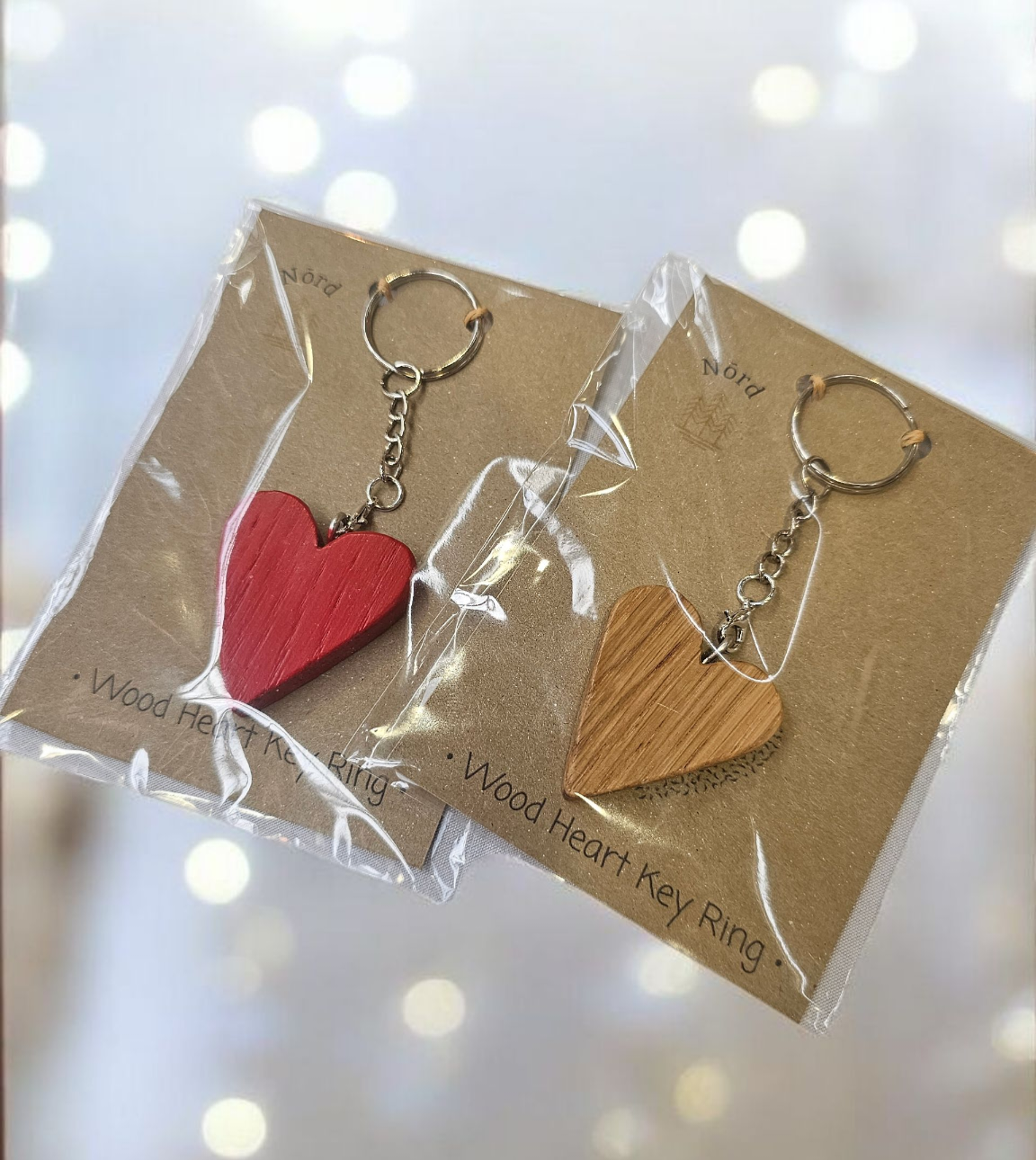 Wooden Love Heart Keyrings