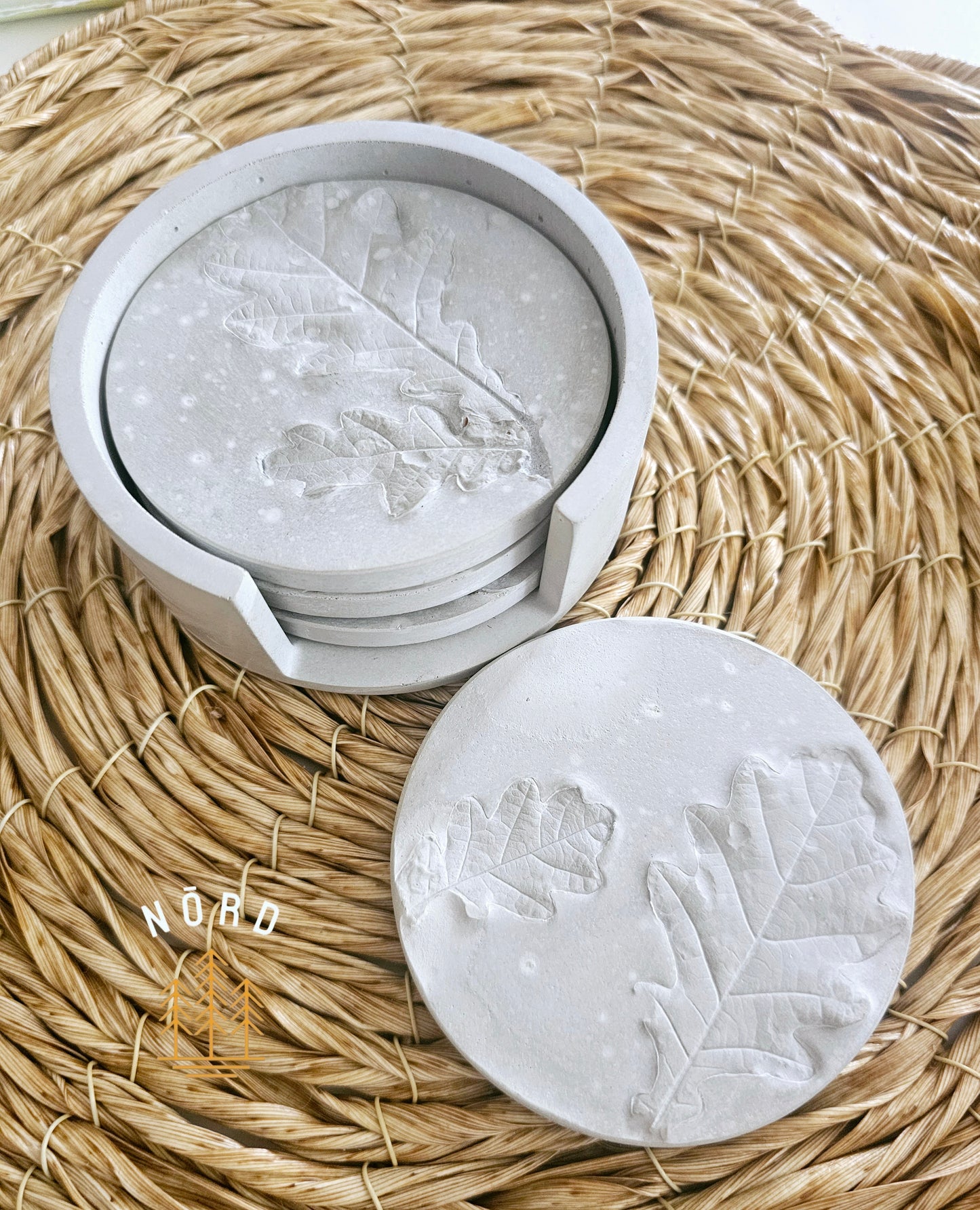 Scandinavian style concrete coaster sets.
