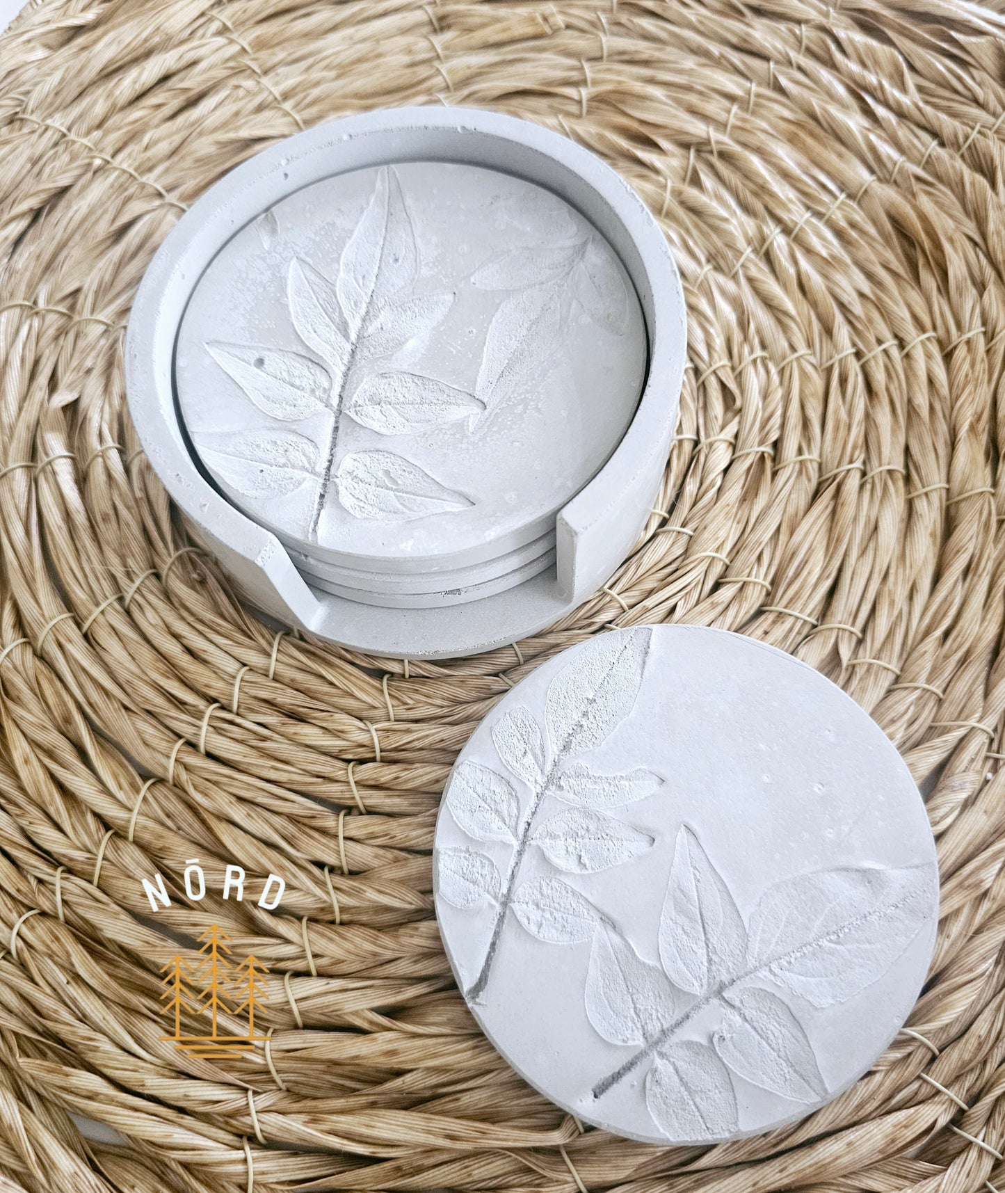 Scandinavian style concrete coaster sets.