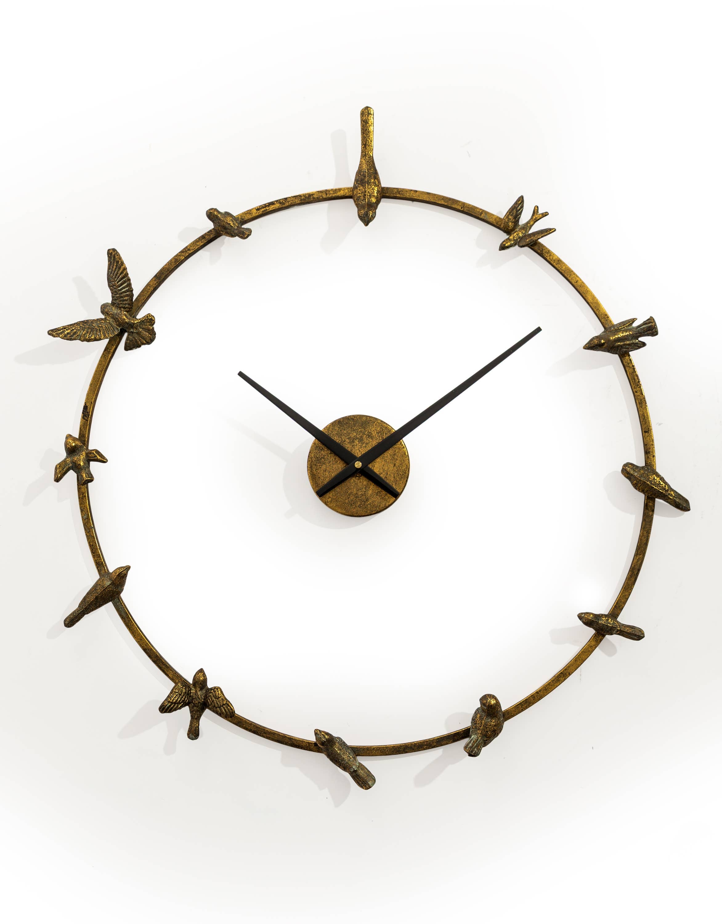 Large Antique Gold "Bird Bath" Wall Clock
