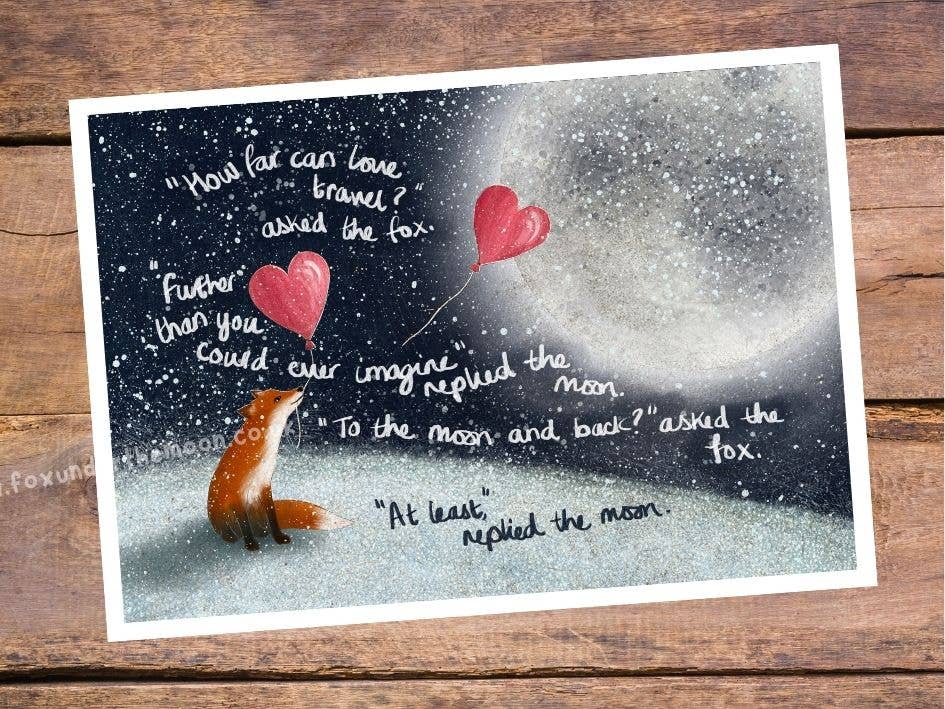 Fox under the moon A4 Art Prints