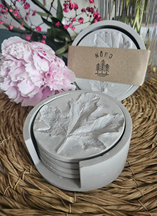 Scandinavian style concrete coaster sets.