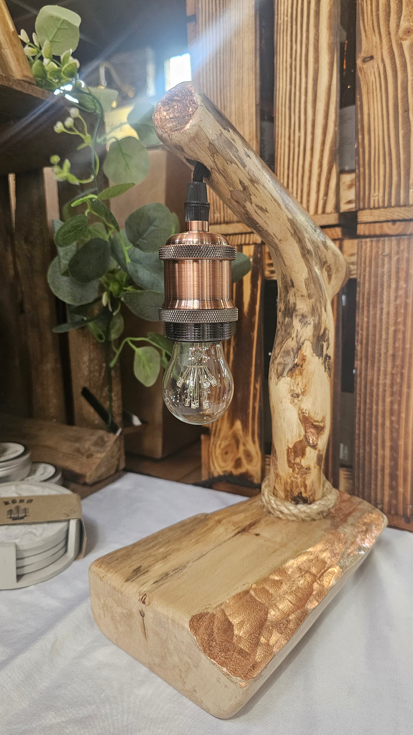 Spalted Ash & Oak Kintsugi Lamp