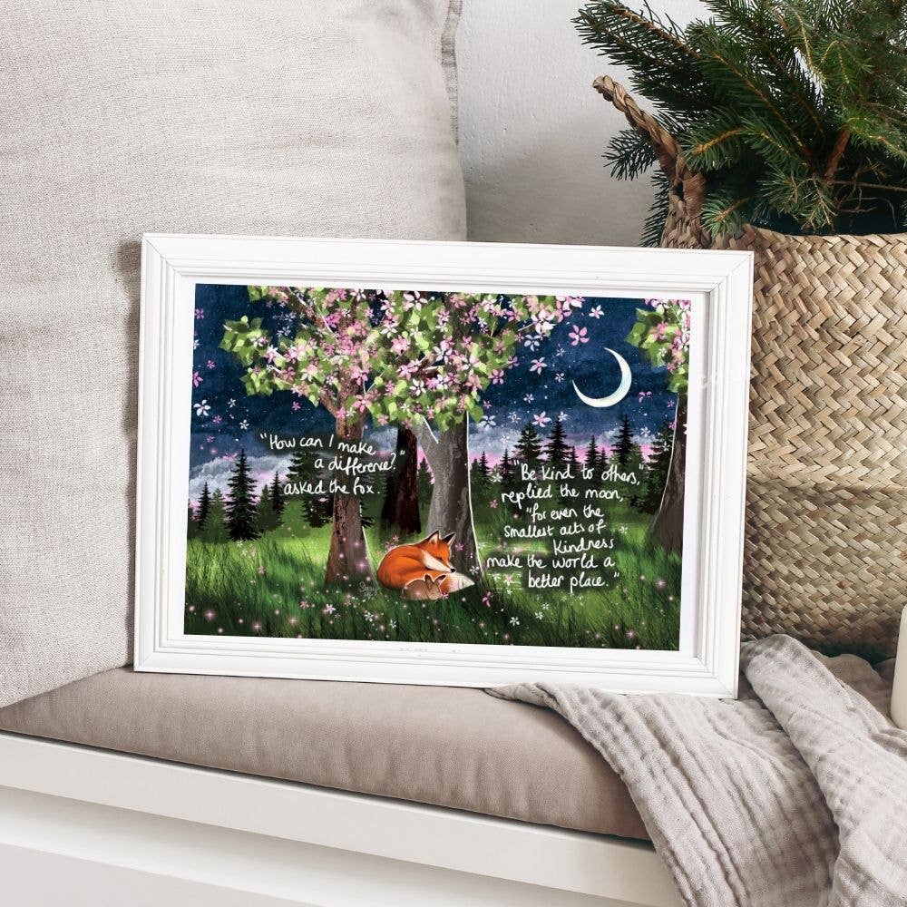Fox under the moon A4 Art Prints