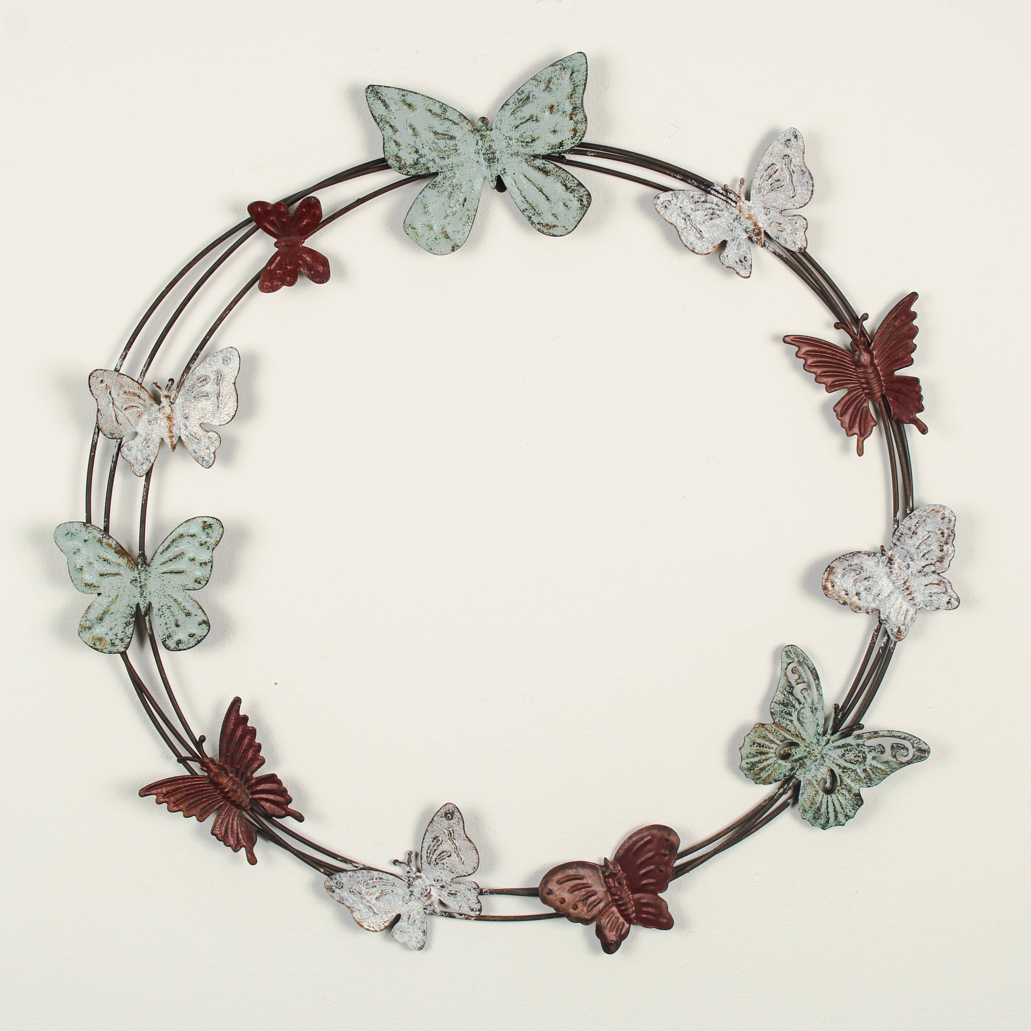Decorative wreath with butterflies on a beige background