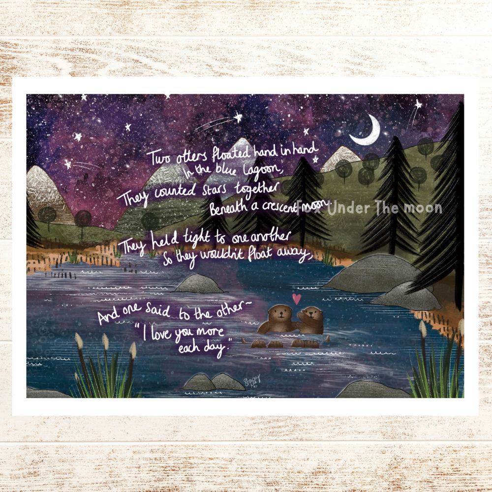 Fox under the moon A4 Art Prints