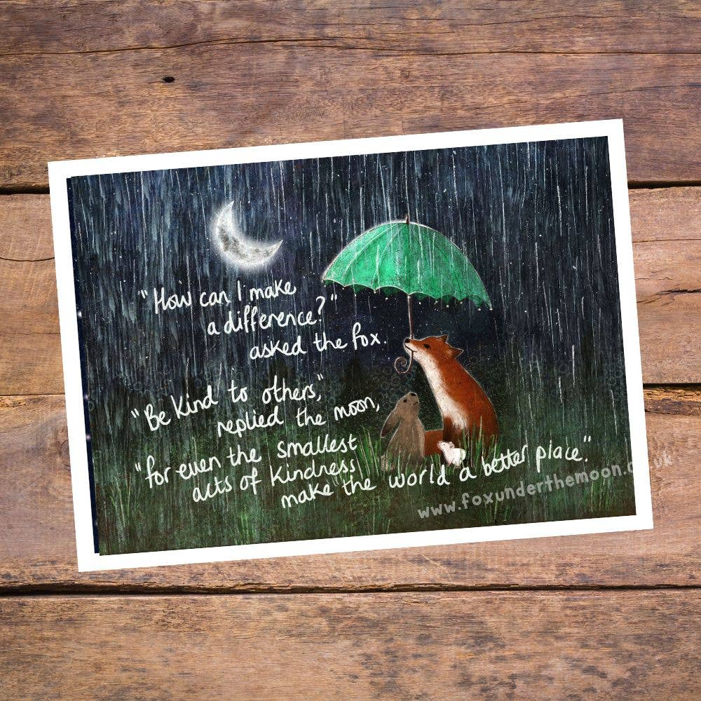 Fox under the moon A4 Art Prints