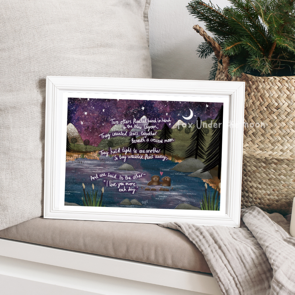 Fox under the moon A4 Art Prints