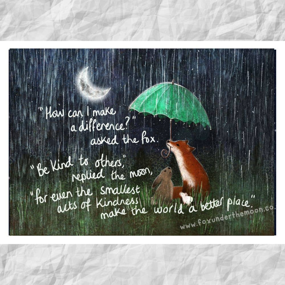 Fox under the moon A4 Art Prints