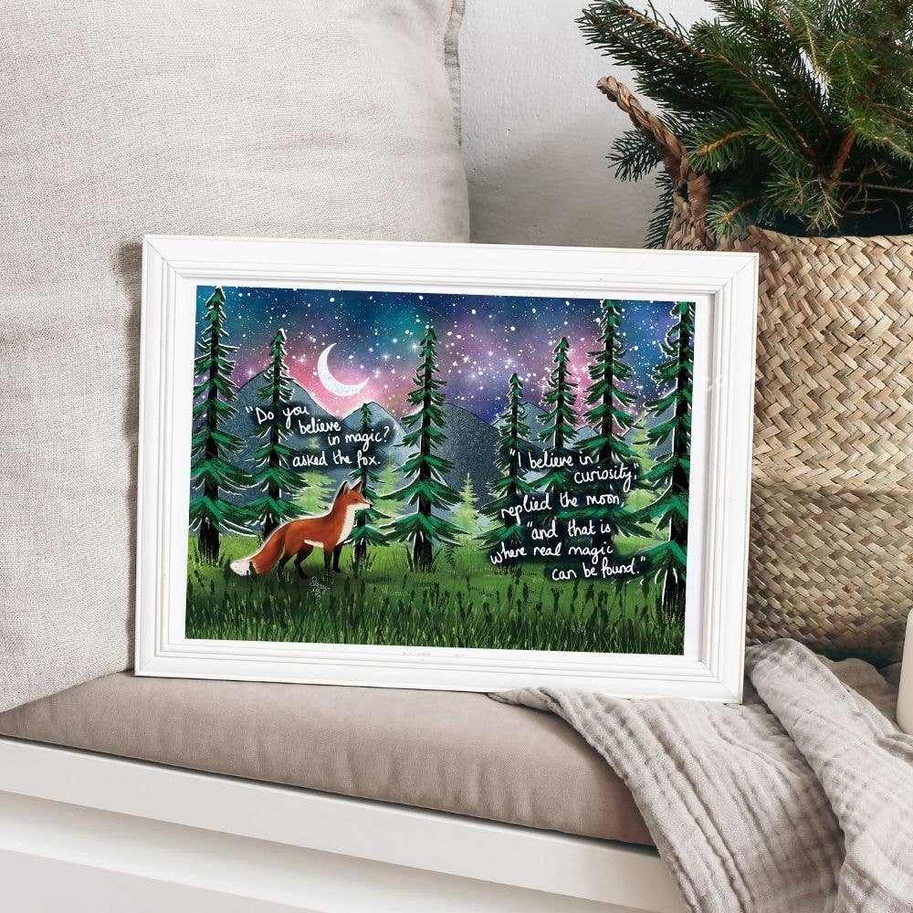 Fox under the moon A4 Art Prints