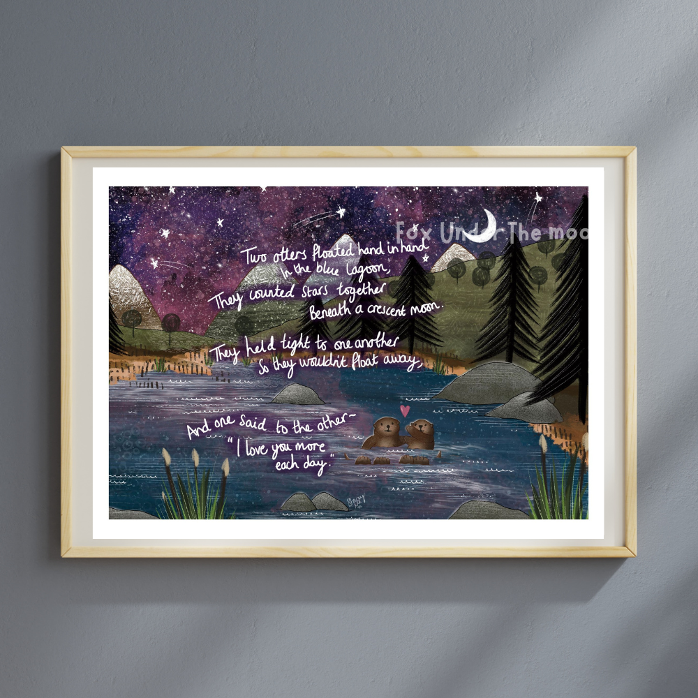 Fox under the moon A4 Art Prints