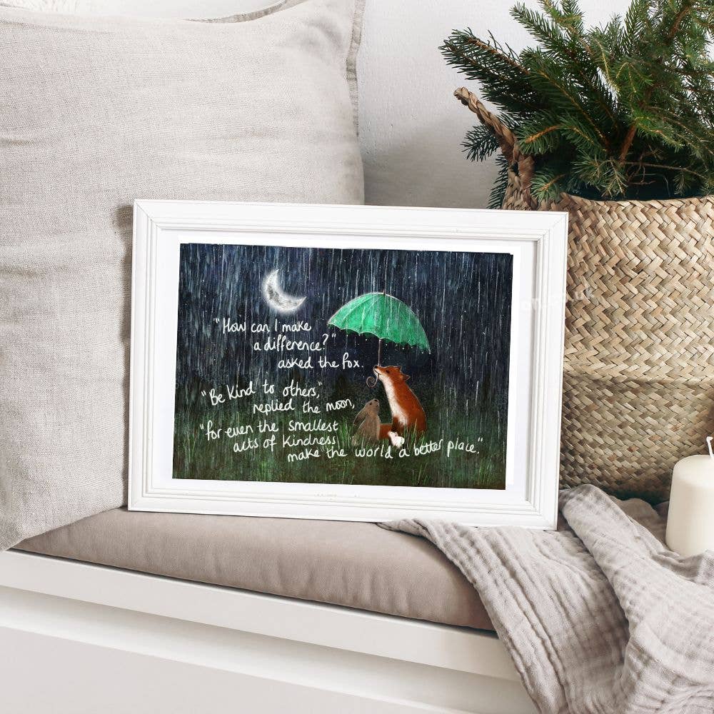 Fox under the moon A4 Art Prints